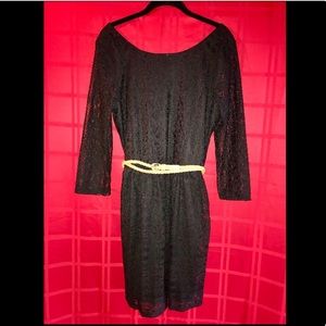 Black Belted Lace Dress - NWT